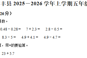 2025-2026学年江苏省徐州市丰县苏教版五年级上册期中测试数学试卷（含解析）